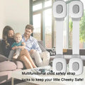 Gray 2-pack child safety cabinet lock set with adhesive straps for furniture, fridge, oven, and toilet door security.