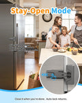 Gray 3M adhesive child safety fridge lock, 2-pack, auto-lock, one-hand open, self-locking for toddler and pet safety on single-door fridges