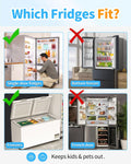 Gray child safety fridge lock 2-pack by Everything Baby with auto-lock, one-hand open, adhesive clean removal, for toddler-proofing fridges.