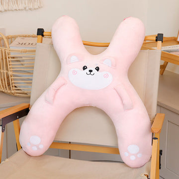 Christmas gift for kids-Kids Travel Pillow, Ergonomic Plush Support for Car Rides, Comfortable Sleep Companion for Children（pink dog）