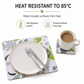 Set of 8 Monstera MDF placemats and coasters with heat resistance, featuring vibrant green leaf designs for baby and kids' dining.