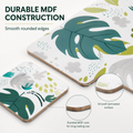Set of 8 Monstera MDF placemats and coasters, heat resistant, featuring tropical leaf designs for baby and kids' play areas.