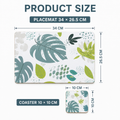 Set of 8 Monstera MDF placemats and coasters by Everything Baby, heat resistant, featuring tropical leaf design, 34x26.5cm.