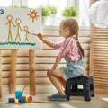 Black portable plastic foldable stool from Everything Baby, suitable for outdoor, bathroom, kitchen, and kids' use.
