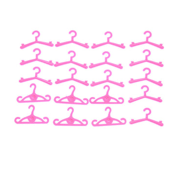 20 pcs/lot Pink Hangers Dress Clothes Accessories For Barbie Doll 0