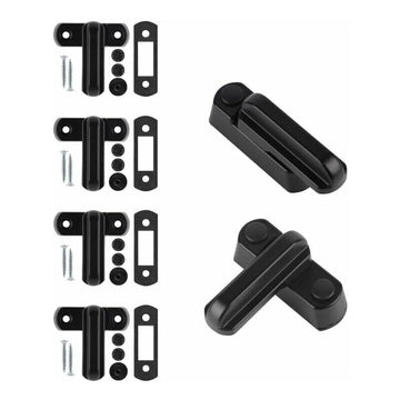 Sash Jammer Additional Window Lock, 4 Door Window Locks Block Aluminum Alloy With 8X Screws, Home Security, Child