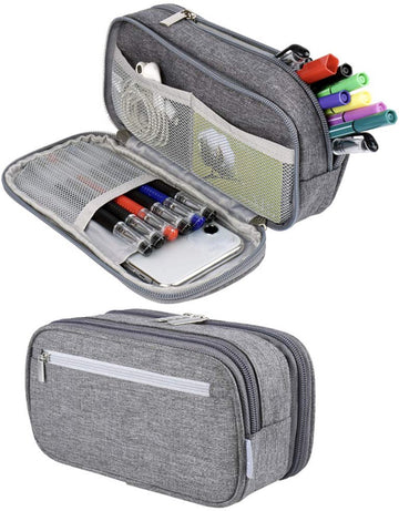 Large Capacity Pencil Case - School Pencil Case - Storage Case - Large Capacity Pencil Case for Boys and Girls - Student Office Supplies - Grijs