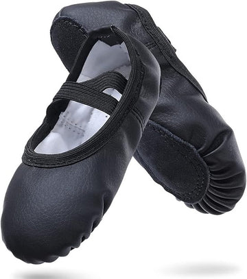 Women's Ballet Shoes – Ballet Shoes for Girls – Black – Soft PU Leather Dance Shoes with Non-Slip Sole – Suitable for Ballet, Yoga & Home Use – For 2.5 UK
