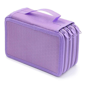 72 Holes Pen Case with Compartments, Large Capacity Lightweight Durable, Compatible with Students and Office Use, Purple