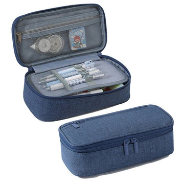 Large Capacity Pencil Case Light Blue, Multifunctional Lightweight Durable Organizer for Students and Office