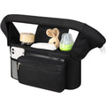 Universal stroller organizer by Everything Baby with insulated cup holders, detachable phone bag, and large storage in black.