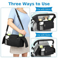 Universal stroller organizer by Everything Baby with insulated cup holders, detachable phone bag, large storage, in black.
