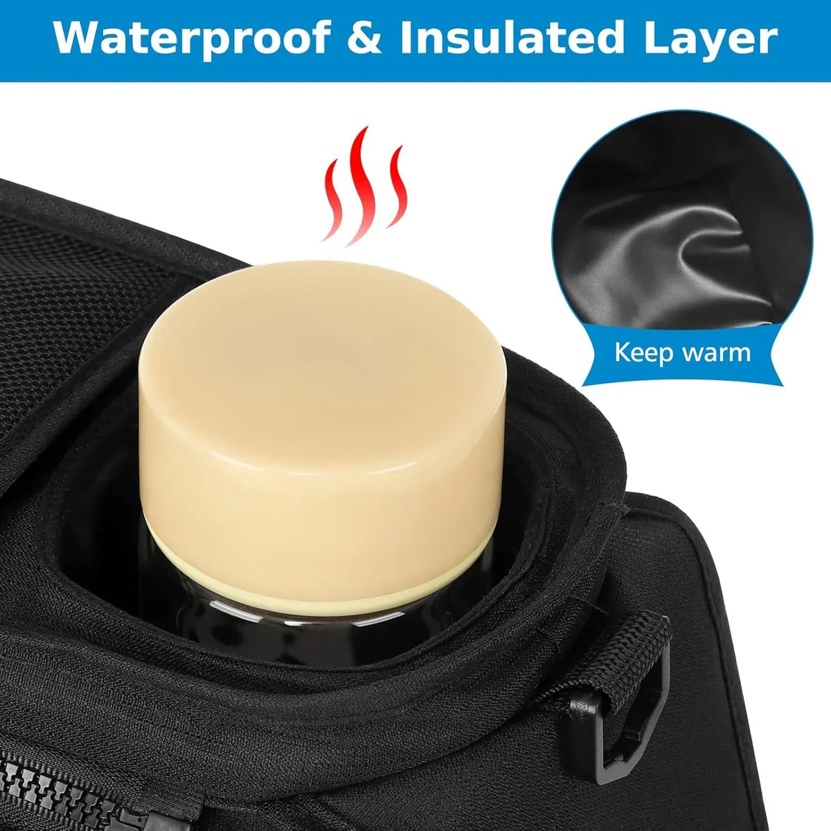 Universal stroller organizer by Everything Baby with insulated cup holders, detachable phone bag, and large storage in black.
