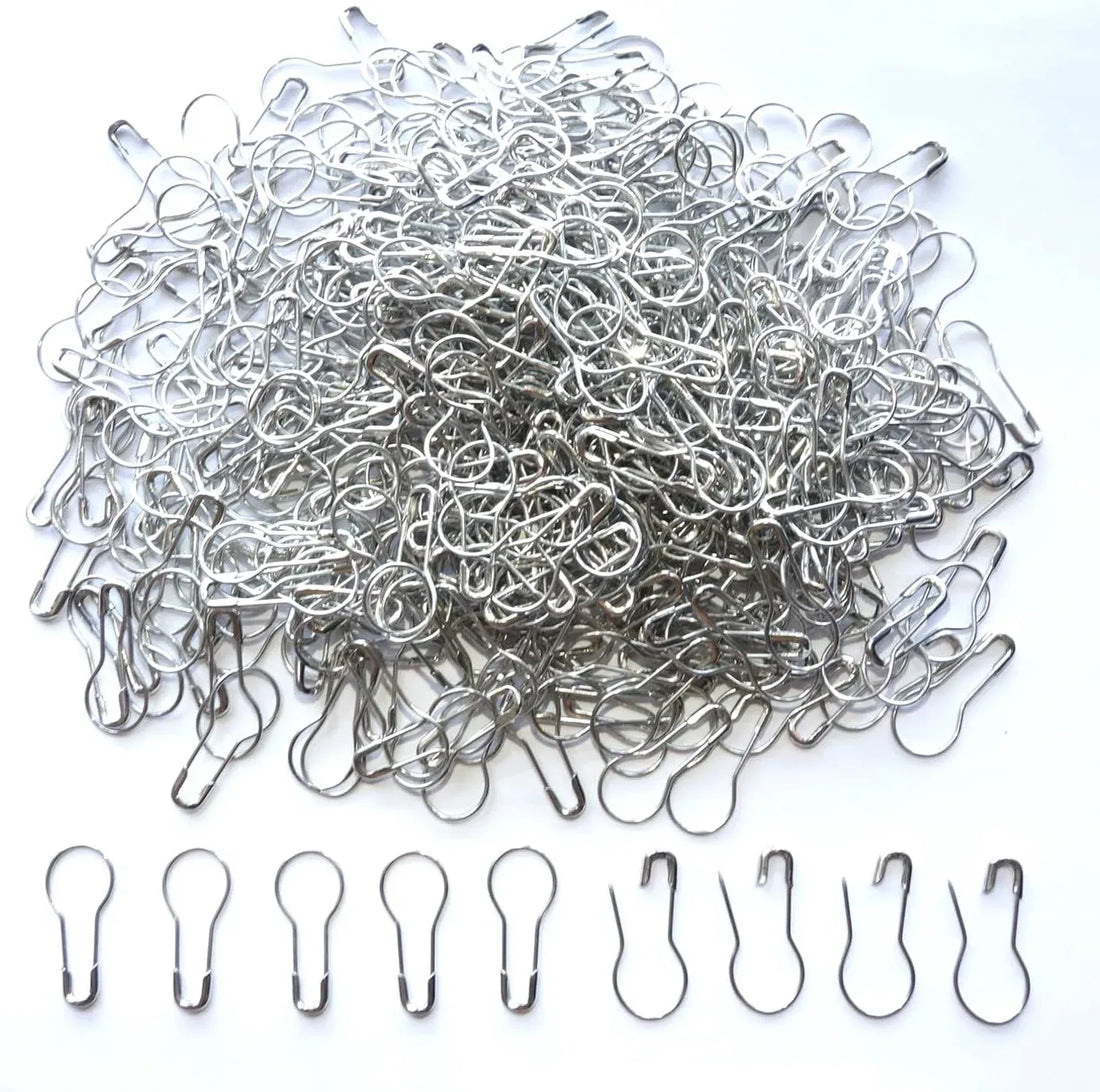 Set of 1000 silver metal gourd safety pins, 0.8 inch size, ideal for clothing, craft projects, and DIY tailoring accessories.