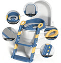 Pink potty training toilet with soft seat, step stool ladder, and kid-friendly design for toddlers by Everything Baby.