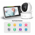 Everything Baby SM650 5-inch no-WiFi baby monitor with camera, night vision, two-way audio, and temperature alerts