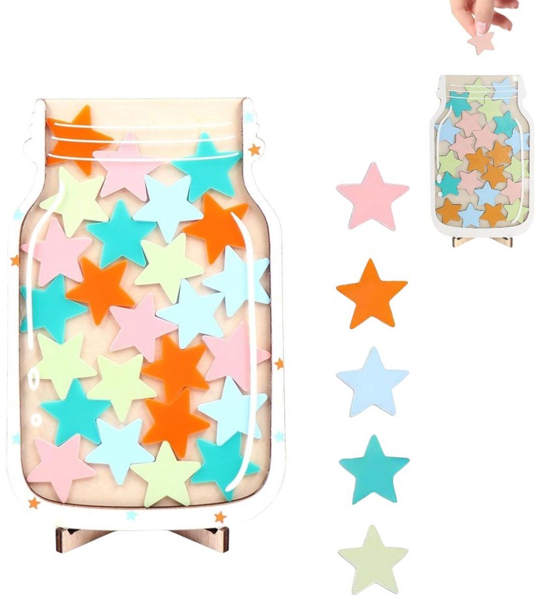 Colorful 25-piece star reward jar set for kids by Everything Baby, reusable activity toy for behavior and achievement charts.