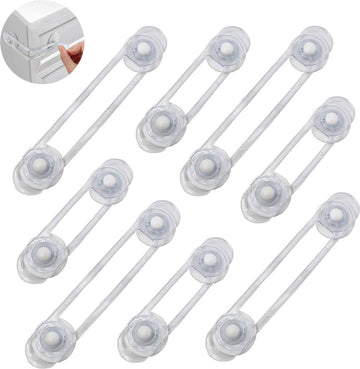 Child Locks for Cabinets - 8 Pieces - Drawer Lock - Cabinet Lock - Baby Safety - Baby Cabinet Security - Self-Adhesive Child Lock - Safety Hooks - Transparent - Self-Adhesive 3m - For Baby Safety - No Drilling or Screws - For Cabinet, Door and Drawer