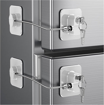 2-Pack Refrigerator Locks - with Keys - for Children, Toddlers, and Adults - Self-Adhesive Refrigerator Lock - for Refrigerator, Cabinets & Drawers, Oven, Windows - Child Safety - White