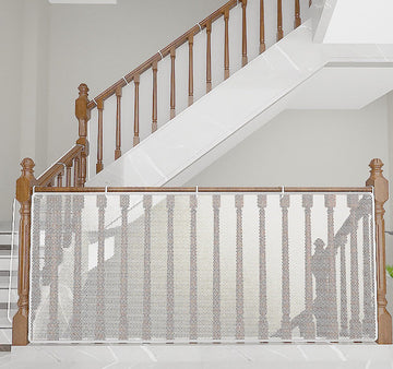 Child safety net - Safety gate - 300x79 cm - stair mesh - Safety net - white - Roll-up - Baby safety - Adjustable - for stair railings, balcony beds, railings