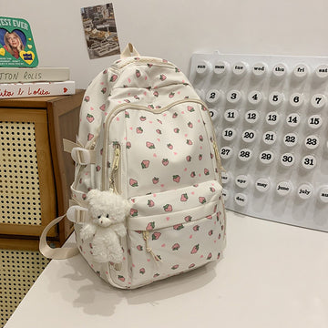 Backpack - School Bag - Backpack - Girl Backpack - School Backpack - School Bag - Tablet Backpack - 20 Liters - Strawberries