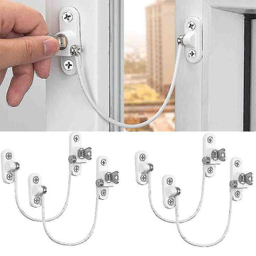 4 pcs Window Limiter, Window Limiter, Childproof Window Lock, Window Lock, Door Lock - White