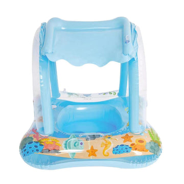 Baby Swim Ring Inflatable Pool Float with Handle UPF 50+ Sun Protection for Children 3 to 36 Months Blue