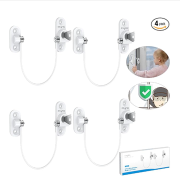 Window Locks - 4-pack window locks, window stops, child-proof window locks, door locks - White