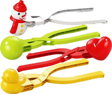 Snowball Maker for Kids | 4 Pieces - Ball/Heart/Duck/Snowman - Safe PP Material | Random Color