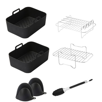 Airfryer Accessory Set - Silicone Liner, Grill, Steam Basket, Baking Tray and Pan - Set of 7
