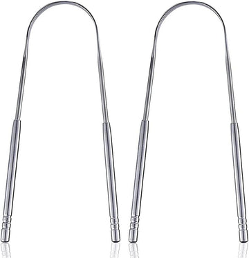Tongue scraper - Stainless steel tongue cleaner - Freshens breath - Restores taste - Pack of 2