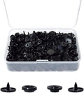 Set of 100 black T5 round resin plastic snap fasteners for baby clothes, nappies, sewing, and DIY crafts by Everything Baby.
