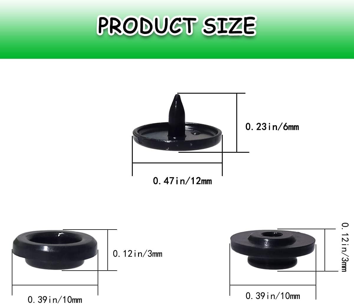 Black T5 round resin plastic snap fasteners for baby clothes and DIY crafts, 100 sets, no sew press studs from Everything Baby