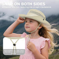 Kids UPF 50+ sun bucket hat by Everything Baby, beige quick-dry water-resistant hat for outdoor play and beach activities.