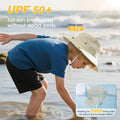 Kids UPF 50+ sun bucket hat by Everything Baby, beige quick-dry water-resistant hat for outdoor activities for ages 5 to 13.