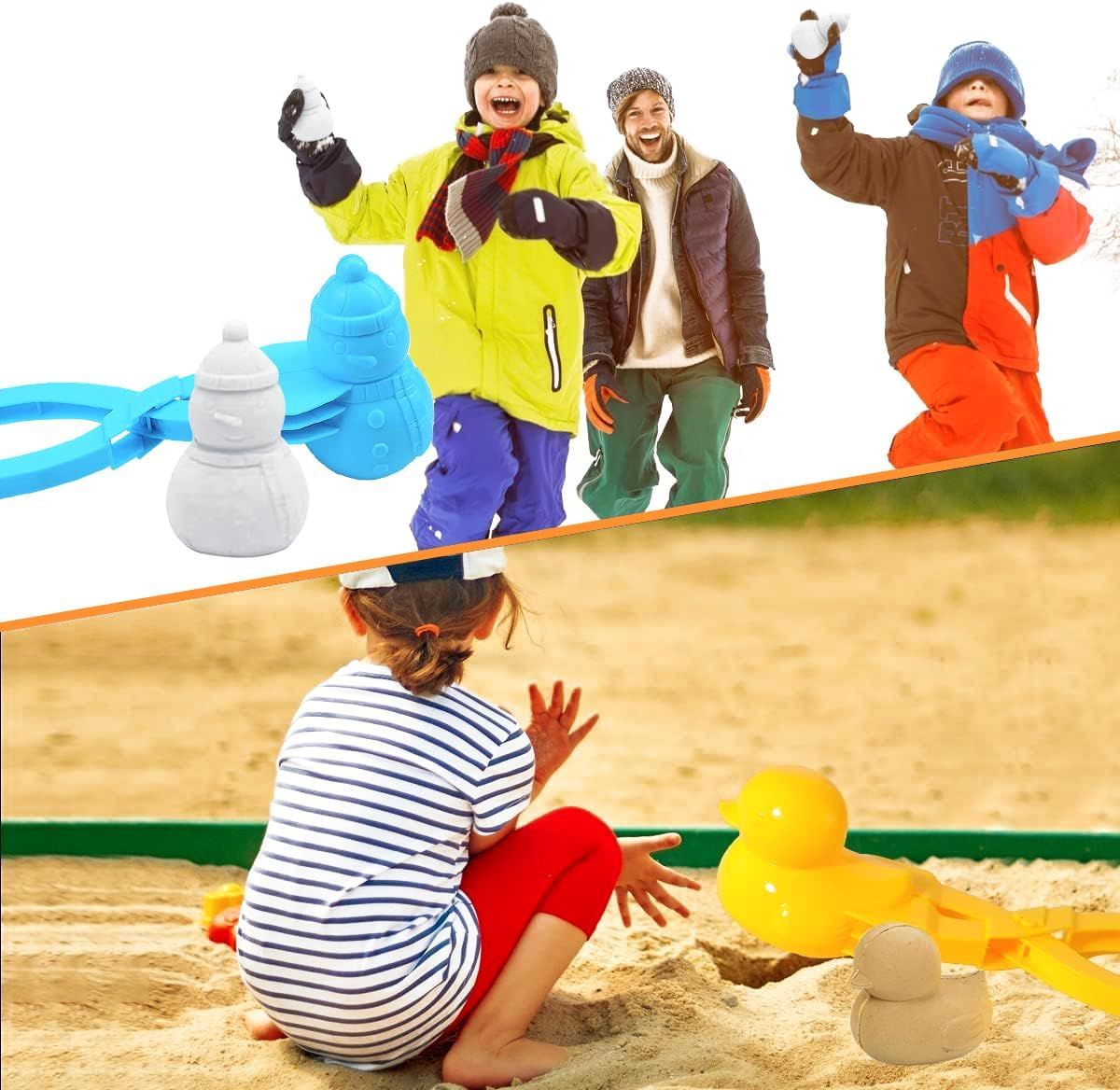 Colorful snowball makers for kids in a 4-pack, perfect for outdoor winter snowball fights, beach play, and sandbox fun.