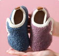 Purple children's cotton slippers with soft lining and non-slip soles, indoor warm house shoes for girls size 30/31.
