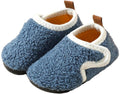 Blue children's cotton slippers with soft lining and non-slip sole, indoor warm house slippers for boys, size 28/29.