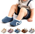 Blue children's cotton slippers by Everything Baby, non-slip warm indoor slippers with soft lining for boys, size 28/29.