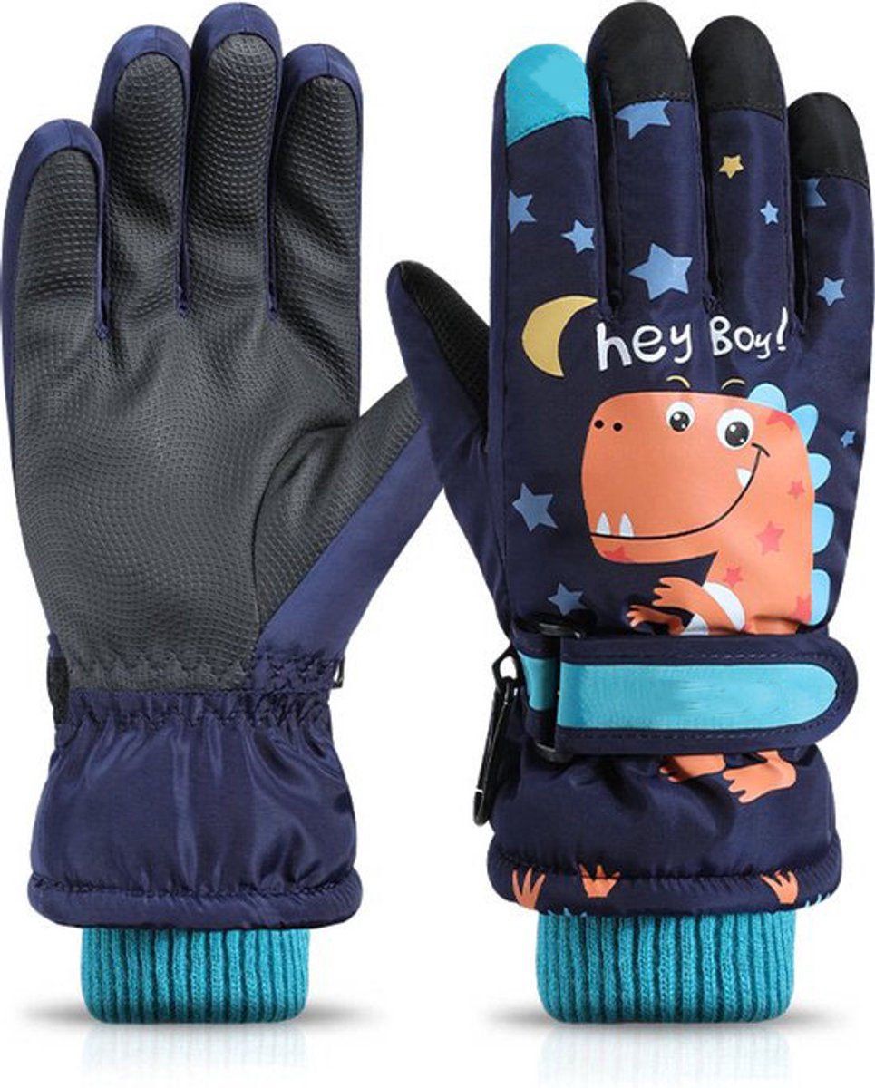 Blue children's waterproof winter gloves from Everything Baby, warm mittens designed for cold weather, travel, and daily winter wear.