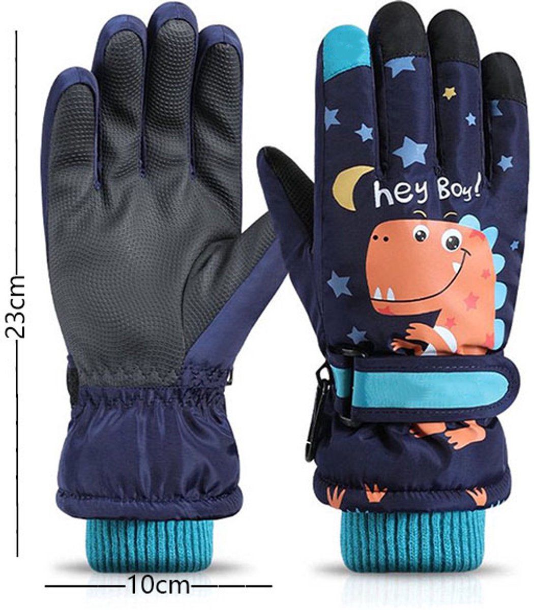 Blue children's waterproof winter gloves by Everything Baby, warm mittens designed for cold weather, travel, and daily wear.