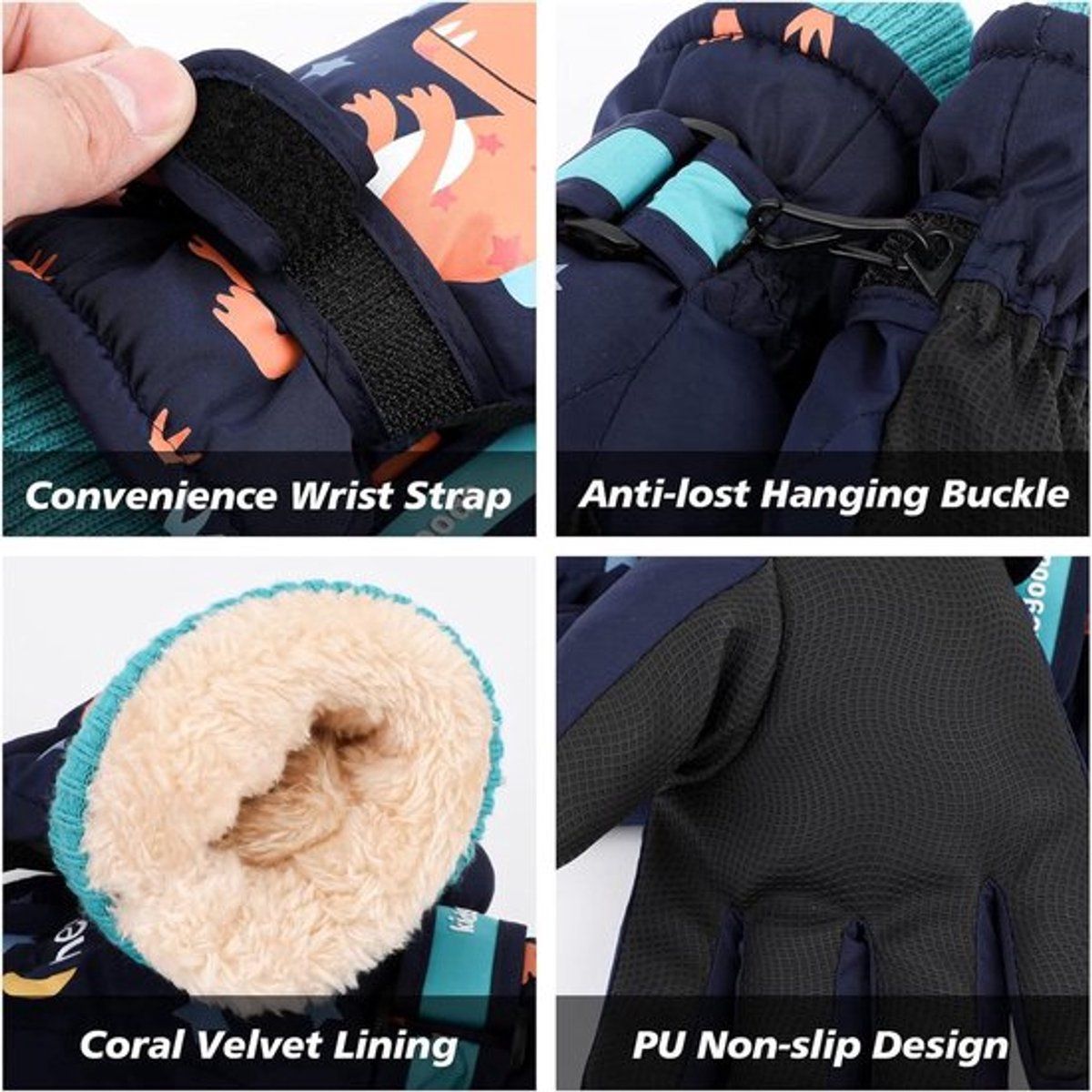 Blue winter gloves for children by Everything Baby, waterproof and warm toddler mittens suited for cold weather and daily wear.