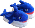 Children's blue shark plush winter slippers by Everything Baby, warm lined, non-slip sole, size 30, for boys.