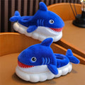 Cute blue children's winter slippers by Everything Baby, plush shark house shoes with warm lining and non-slip sole, size 32.