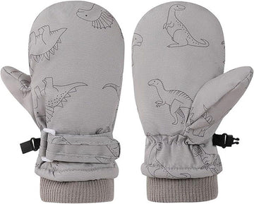 Grey waterproof winter gloves for children and toddlers, ideal for cold weather, travel, and daily winter wear by Everything Baby.