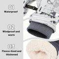 Gray waterproof winter gloves for children and toddlers, designed for cold weather, travel, and daily winter wear.