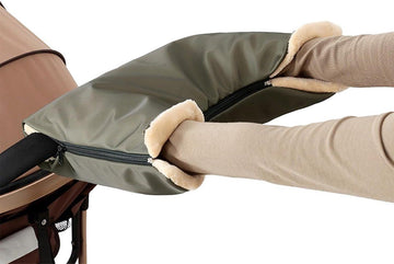 Waterproof baby hand muff by Everything Baby, warm universal hand warmer for strollers and buggies in winter outdoor riding.