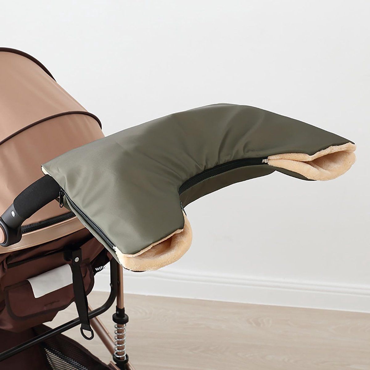 Waterproof baby hand muff by Everything Baby, warm stroller hand warmer for winter outdoor riding and commuting.