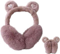 Soft children's thermal earmuffs with bear ears, warm winter headwear for girls, ideal for cold weather and daily winter activities.