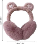 Soft children's thermal earmuffs with bear ears, designed for girls' winter wear, ideal for cold weather, travel, and daily use.
